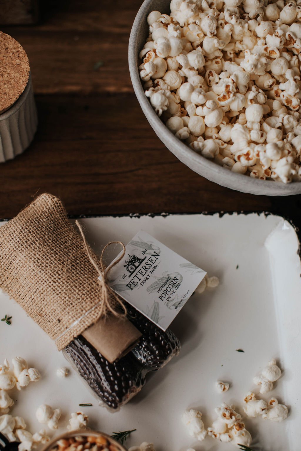 Microwave Popcorn on the Cob (Burlap)